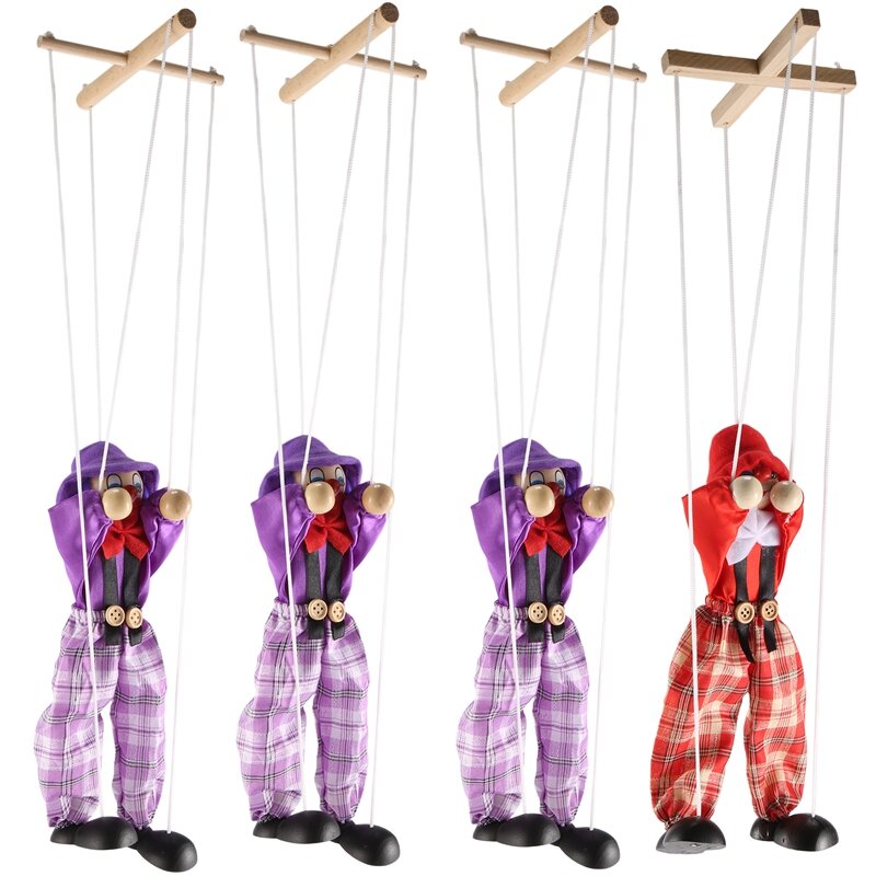 Juguetes de marionetas de payaso para niños, creativa marioneta de cuerda de tracción, juguetes interactivos para padres e hijos, el mejor regalo, 4 paquetes