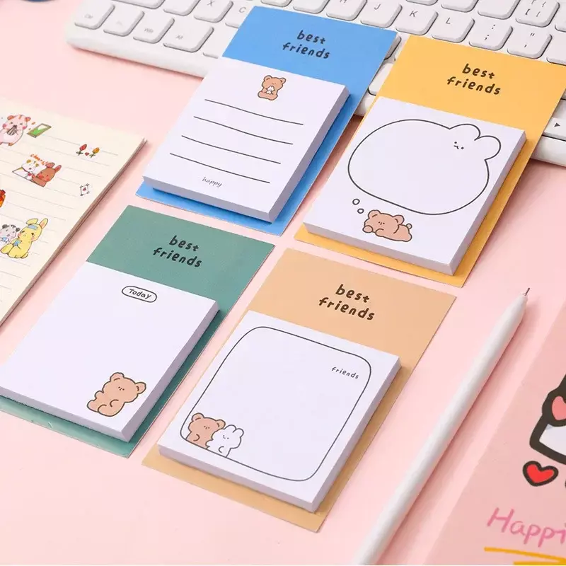 30 arkuszy uroczy niedźwiadek animowany kartki samoprzylepne notatnik pamiętnik stacjonarne płatki Scrapbook dekoracyjne kawaii N razy
