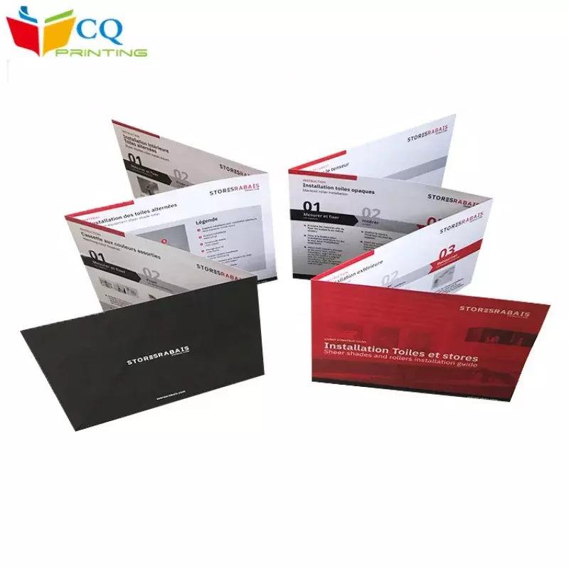 Folhetos dobrados com instrução de impressão a cores, Pasta de Brochura barata, Produto personalizado, Folheto A4, Personalizado