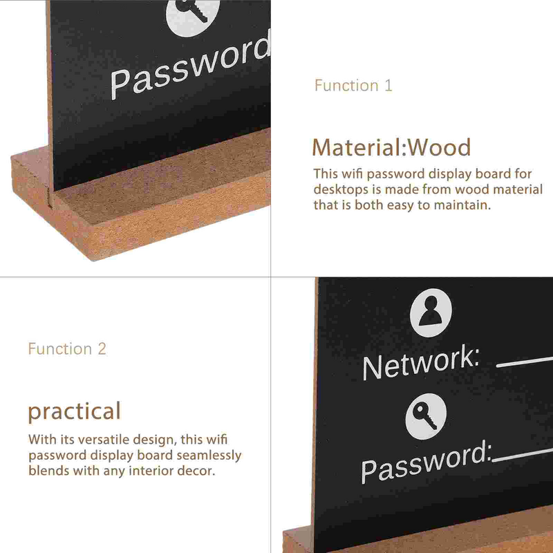 Desktop Wood Wifi Code Sign Plaque Wifi Password Wood Reminder Desk Sign Stand for Shop