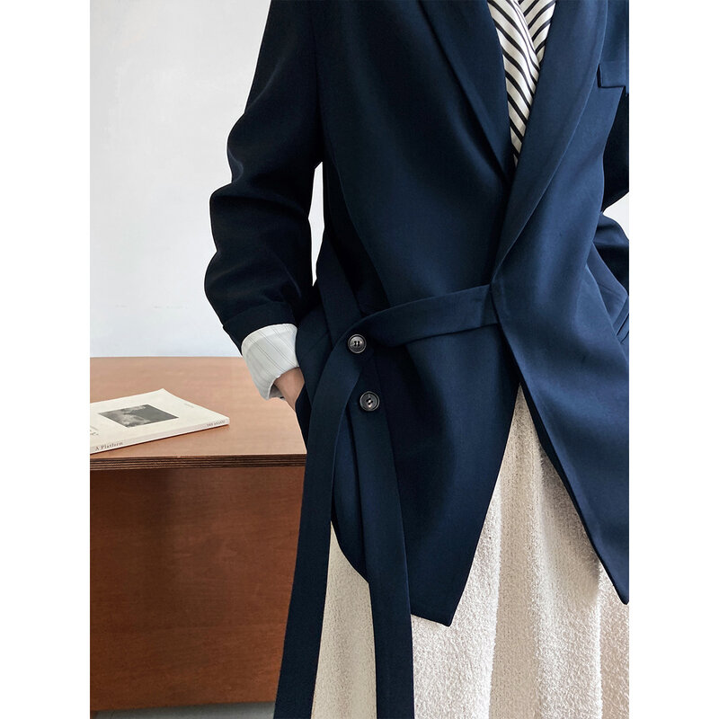 Alta-end design xale colarinho terno jaqueta feminina solto moda drape gravata terno jaqueta