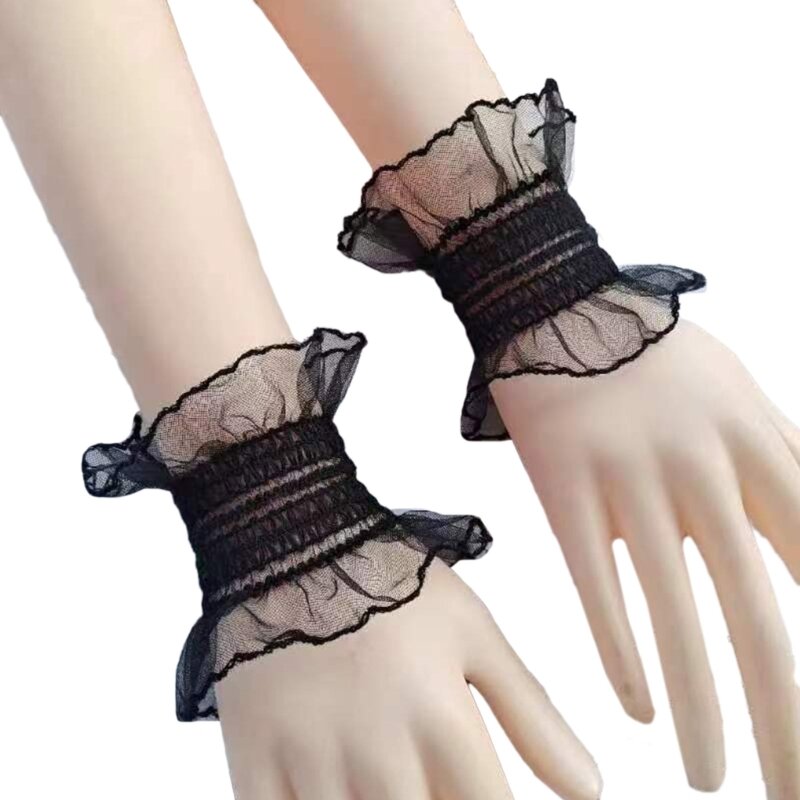 652F Verzierte elastische Handgelenkmanschetten Frühling Sommer Schöner Rock Abnehmbare Ärmel Volants Handgelenkärmel für Frauen