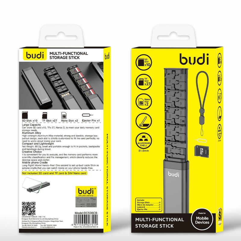 BUDI-Boîte de Rangement Multifonctionnelle pour Carte Micro SD, SDXC, SDHC TF, EpiCard, Antichoc, Support de Protection