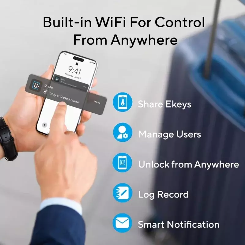 Ultraloq U-Bolt Pro WiFiwith door sensor, 8-in-1 keyless entry built-in, fingerprint ID, app remote