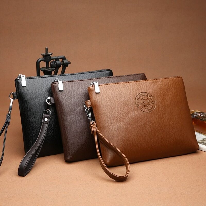 PU Soft Leather Male Clutch Bag New Leisure Large Capacity Mobile Phone Bag Wallet