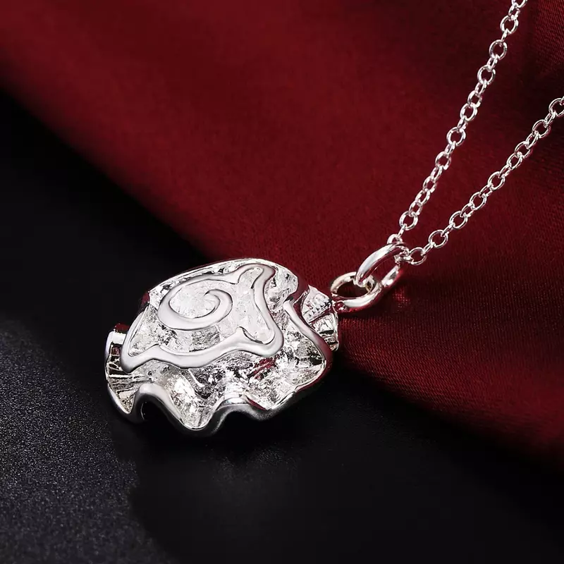 Женское ожерелье из серебра 925 пробы с подвеской в виде цветка розы