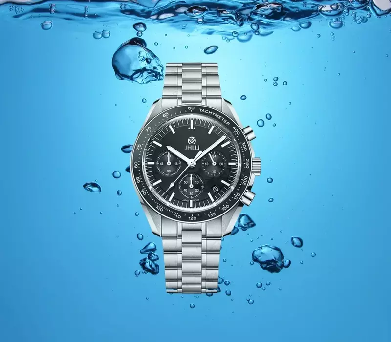 Jhlu-ステンレス鋼の機械式時計,クロノグラフ,防水,高品質,sss,新品,904l