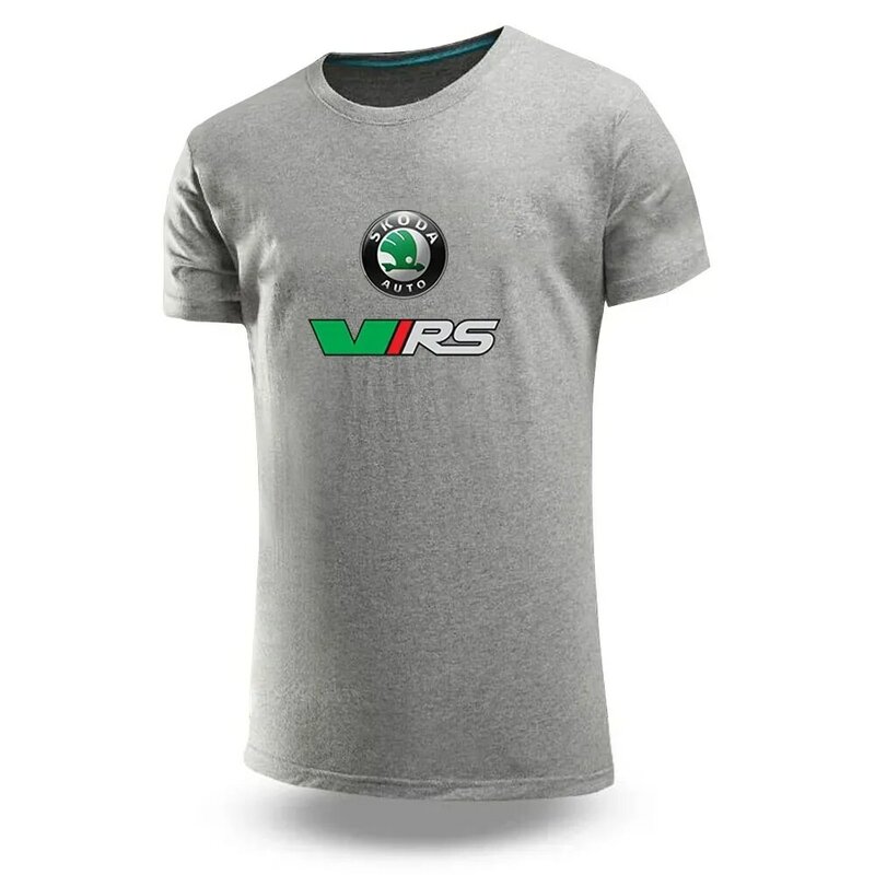 Skoda Rs Vrs Motorsport Graphicorrally Wrc Racing Man's Summer Print Ordinary Cotton Short Sleeve Round Neck Sports T-Shirt Top