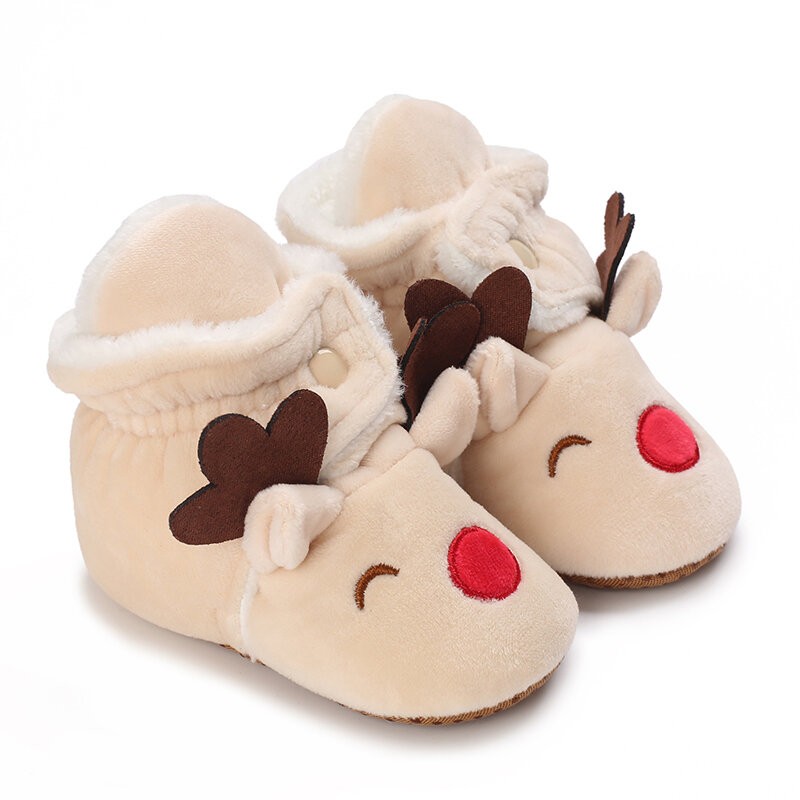 Новый год Рождество Лось стиль плюшевые теплые хлопковые туфли с мягкой подошвой и фотоэлементами