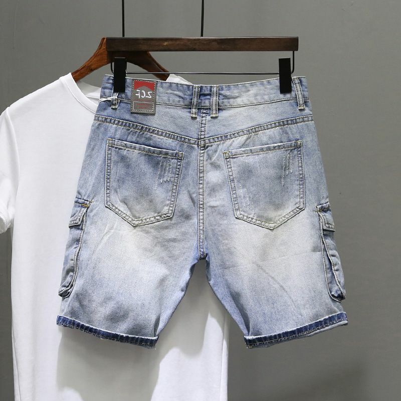Nieuwe Casual Denim Baggy Jeans Shorts Voor Heren Koreaanse Zomer 2024 Luxe Kleding Heren Losse Straight Streetwear Boyfriend Jeans
