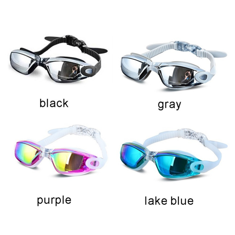 전문 수영 고글 남자 실리콘 안티-안개 UV 조정 가능한 여러 가지 빛깔의 수영 안경 귀마개 남자 여자 안경