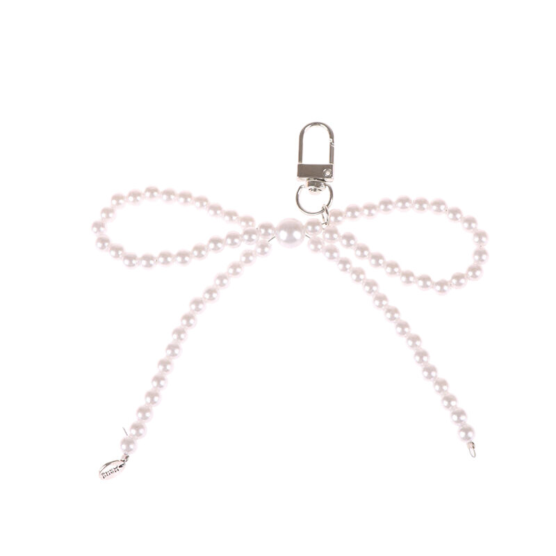 Pendentif de sac de mode coréen simple Pearl Bow Keychain, sangles de téléphone esthétiques, porte-clés, sac à dos, décoration de confrontation, Ins