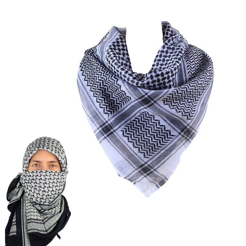 Breathable Arab Scarf Man Keffiyeh Middle East Kerchief for Outdoor Adventures