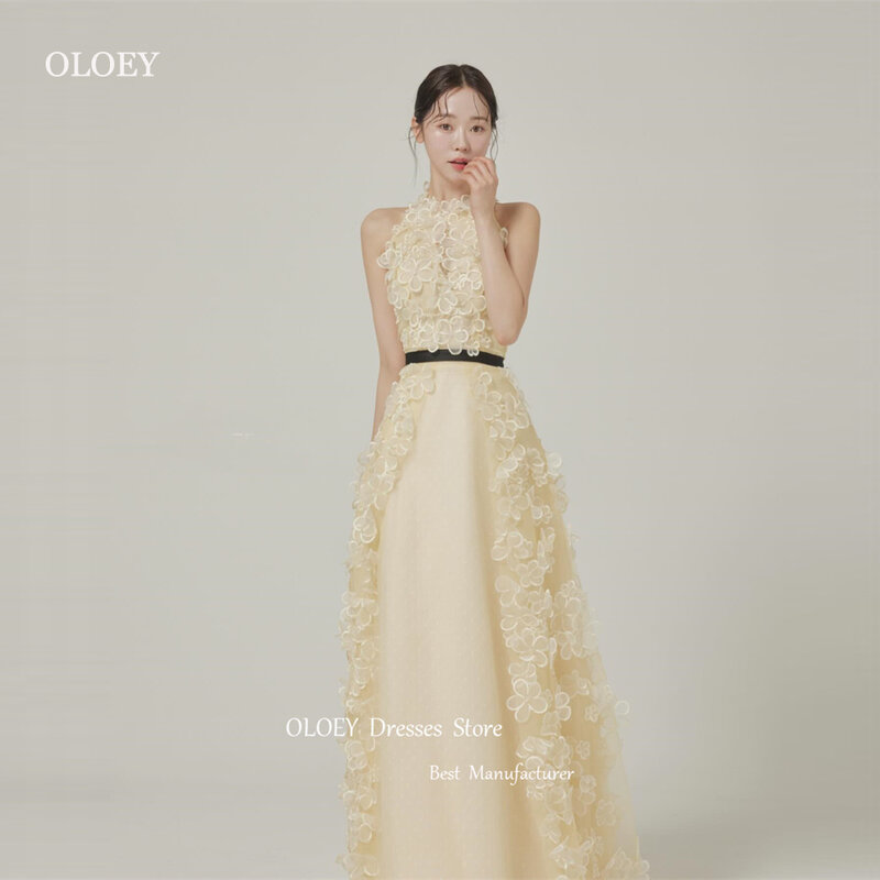 Oloey ชุดแต่งงานเกาหลีคอสูงยาวถึงพื้นลูกไม้ชุดเจ้าสาวทางการชุดราตรีออกงานแบบวินเทจ2024หรู