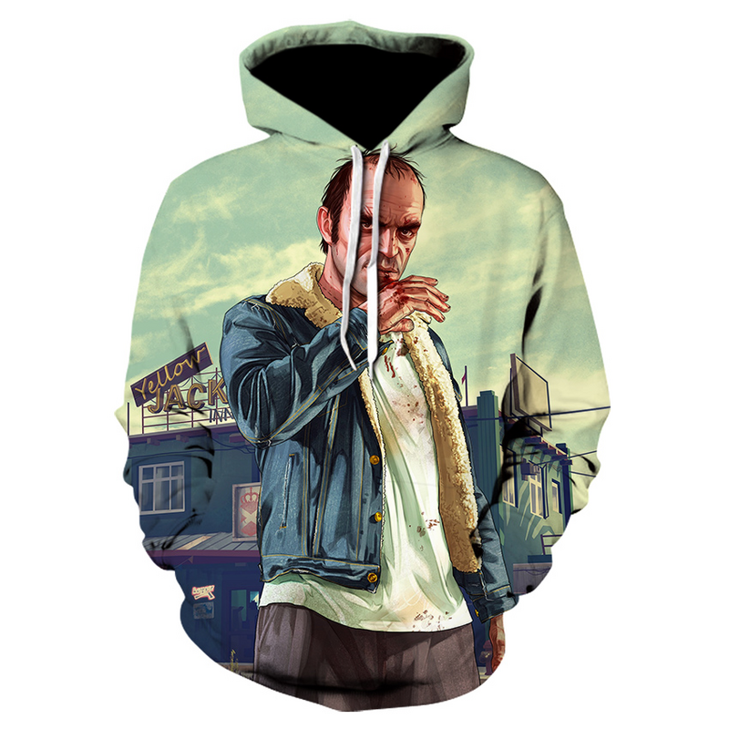 Grand Theft Auto-Sudadera con capucha para hombre y mujer, suéter con estampado 3d de juego GTA 5, de gran tamaño, a la moda