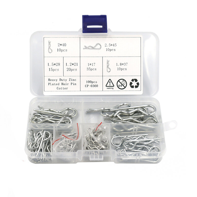100PCS For Carbon Steel R Hitch Pin Tractor Clip Cotter Conveniently Packaged Suitable for For Cars and Trailers
