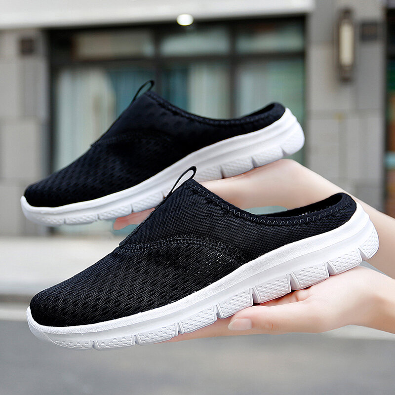 STRONGSHEN Women  Shoes  Casual  Half  Support  Wear-resistant  Non-slip  Comfortable  Flying  Woven  Breathable  Women's Shoes