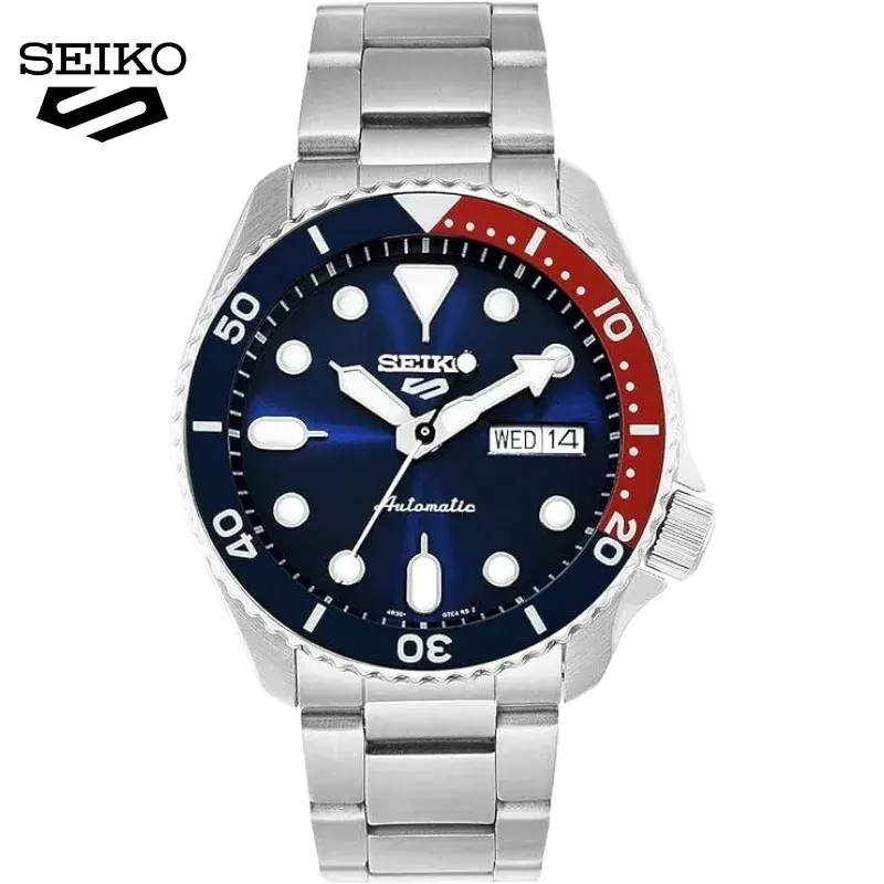 ساعة SEIKO-Men بسوار فولاذية مقاومة للماء ، ساعات معصم كوارتز أوتوماتيكية ، ساعات مستديرة قابلة للدوران ، سلسلة رياضية 5 ، أصلية ، SRPD53K