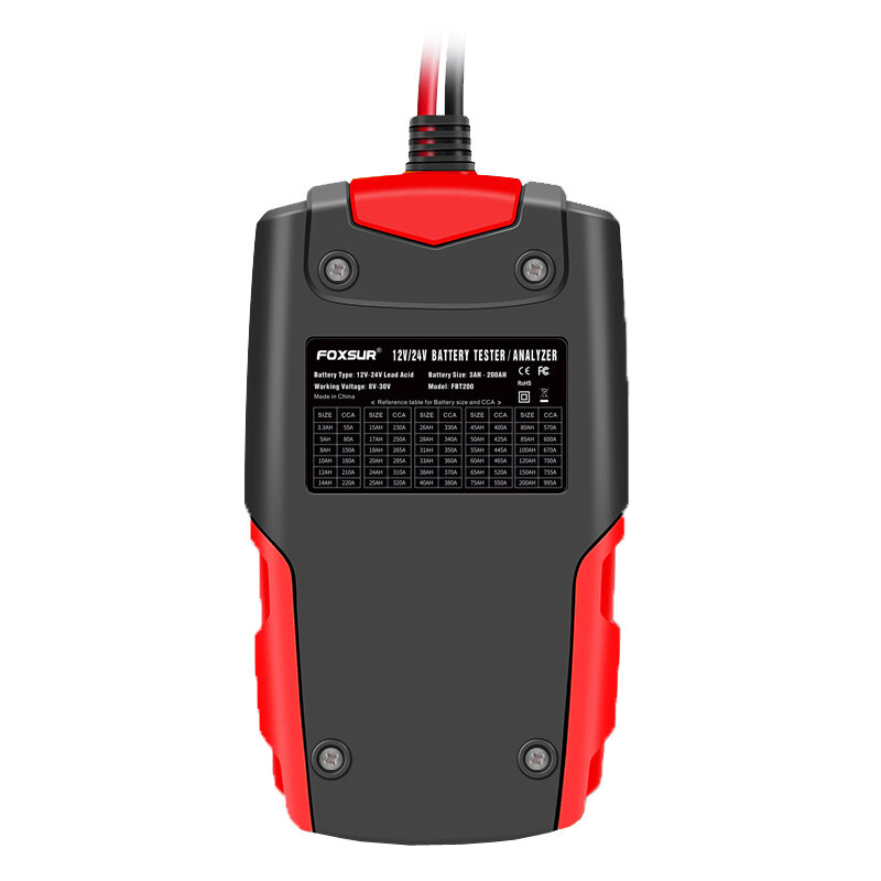 FOXSUR 12V 24V Smart Battery Tester & Analyzer for Cars GEL AGM Automotive Quick Load Plug Cranking Check Diagnostic Scan Toolls