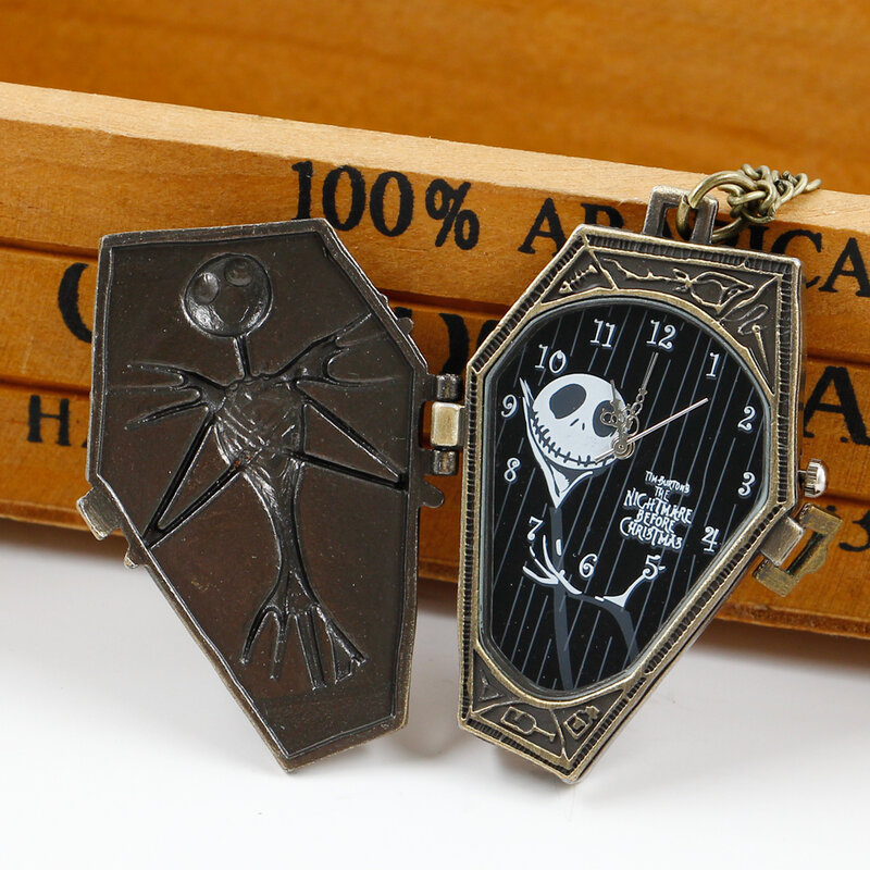 Irregular Skeleton Design Pocket Watch Retro Antique Necklace Halloween Christmas Gift For Men Women Friends reloj de bolsillo