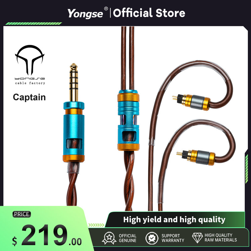 Yongse earphone kapten kemurnian tinggi, kabel Upgrade earphone koaksial 6 lipatan lapisan tembaga OOC lapis perak kristal tunggal tembaga
