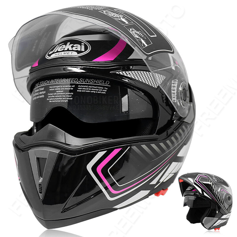 Safety Motorcycle Flip Up Helmet DOT ECE moto motorbike helmet With Inner Sun Visor Helmets 105