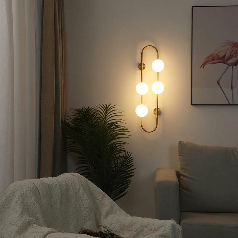 Lámpara de pared LED nórdica, candelabro de mesita de noche con bola de cristal, iluminación de lujo para dormitorio, sala de estar, diseñador, pasillo, decoración