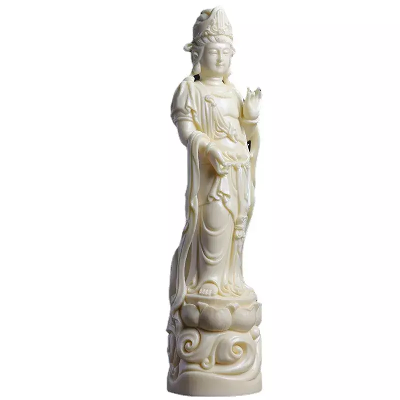 손으로 조각한 상아 너트 풀리 관음사 조각상 관음사, 가정 부처님 장식, 안전하고 건강한 기도 부처님 조각상