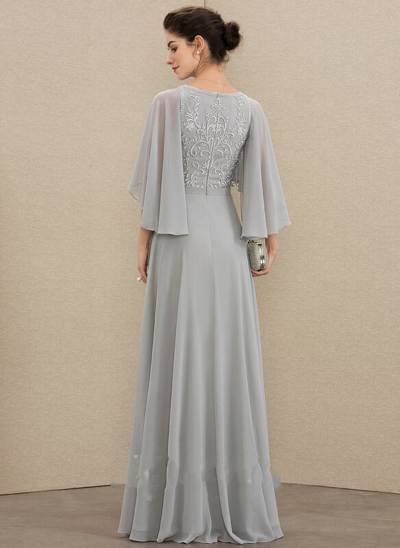 2022 elegante abito da sposa in pizzo Chiffon con scollo a v lungo fino al pavimento per gli ospiti di nozze Plus Size abito da ballo formale di lusso per feste