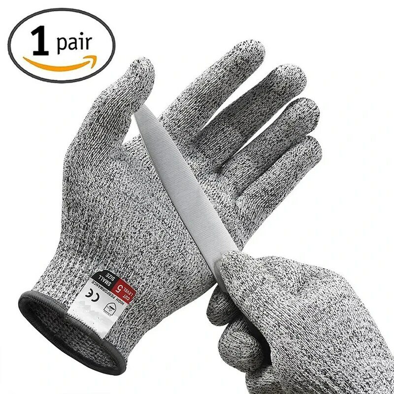 Защитные перчатки HPPE с защитой от порезов, 5 уровней, защита от порезов, серого цвета, защита от порезов, для работы в саду, мясника, садоводства, кухонный инструмент