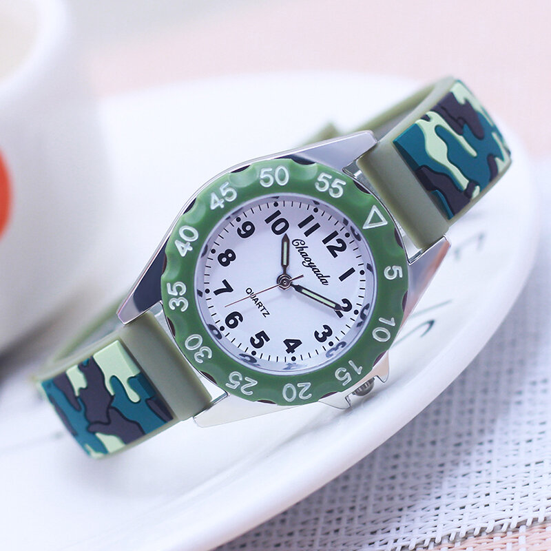 chaoyada children boys girls students cool silicone military camouflage strap quartz watches kids birthday holiday gifts watches