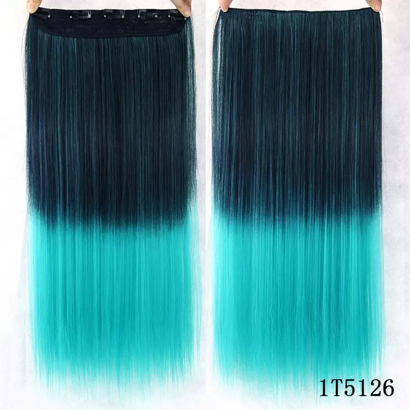 Synthetic Straight Fusion Clip in Hair Extensions Hairpins Ombre Hair One Piece Extension Cheveux Clip Naturel