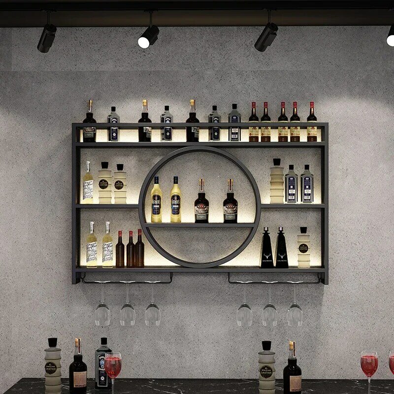 Gold Hanging Wine Bar Cabinet Metal Modern Vertical Commercial Bar Shelf Beer Restaurant Home Stojak Na Wino Bar Decorations