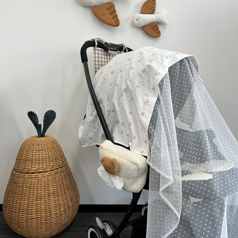 Mosquiteiro Bordado para Carrinho de Bebê, Ins Style, Anti Mosquito Net, Acessórios de Viagem, Respirável, Atividade ao ar livre, Verão