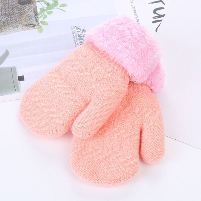 Nowe jesienno-zimowe chłopięce dziewczynki wełniane rękawiczki z dzianiny ciepłe pełne mitenki rękawiczki dla dzieci malucha