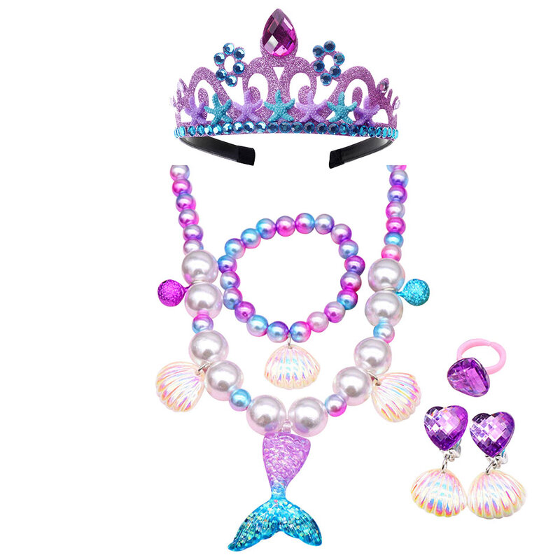 Meninas princesa sereia vestir acessórios, Ariel coroa Headband, Halloween e Natal favores do partido para crianças