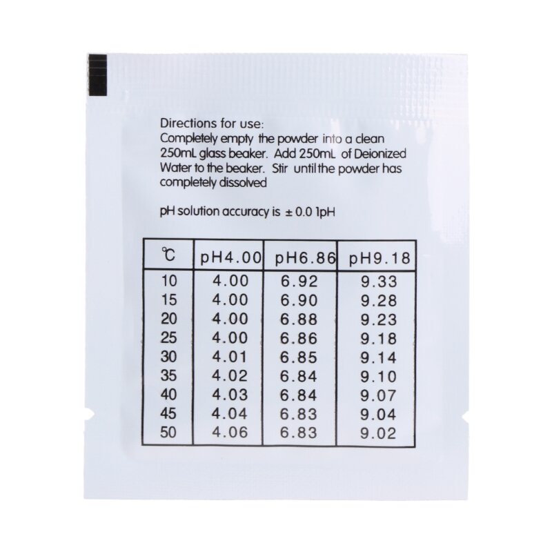 แพ็กเก็ตโซลูชันการสอบเทียบ pH 20 แพ็ค 6.86/4.01 เพื่อการสอบเทียบที่แม่นยำและง่ายดาย