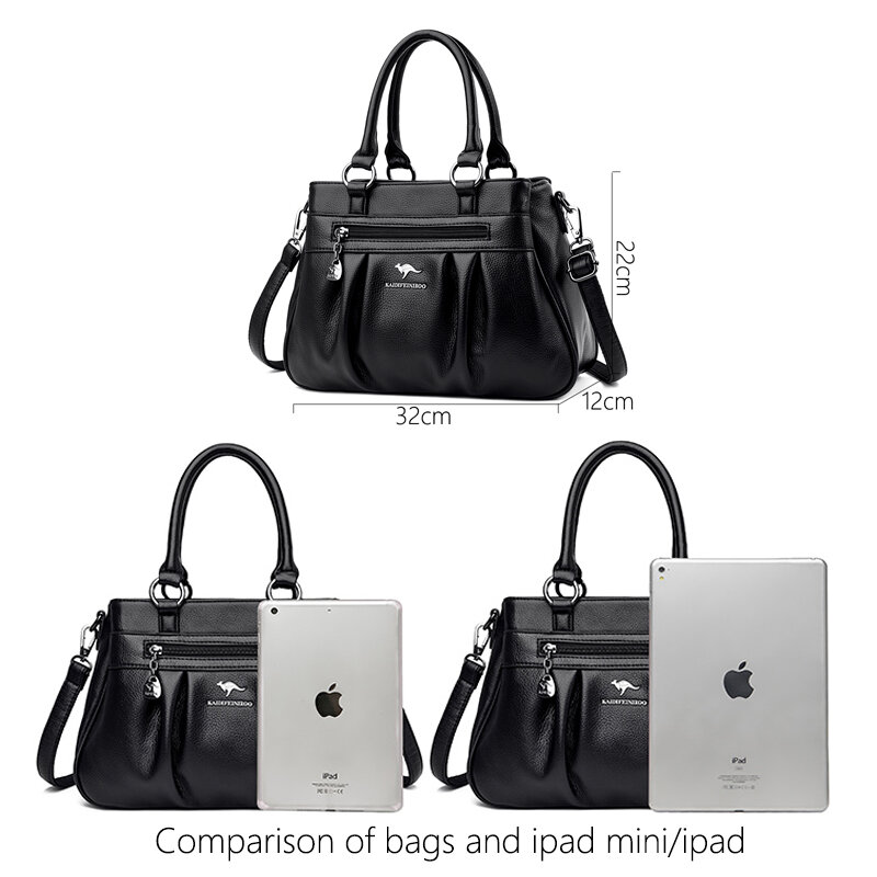 Роскошные женские сумки, дизайнерские 3-слойные кожаные ручные сумки, Большая вместительная сумка-тоут для женщин, винтажные сумки через плечо с верхней ручкой