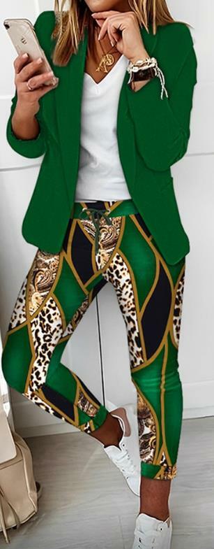 Conjunto de chaqueta y pantalones barrocos con estampado de leopardo para mujer, traje informal a la moda con cuello chal, novedad de 2023