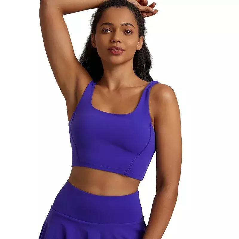 Lemon U bentuk wanita kebugaran Bra olahraga Yoga pakaian dalam Top Cross Back Gym bantalan dada kekuatan tinggi komprehensif latihan Jog