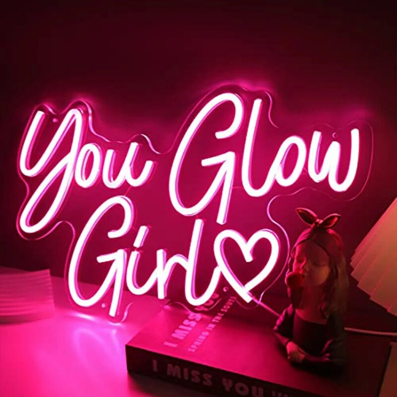 Señal de LED neón You Glow Girl para fiesta de boda, dormitorio, Bar, decoración de pared de habitación, fiesta de cumpleaños, luces de neón, regalo Kawaii para niñas