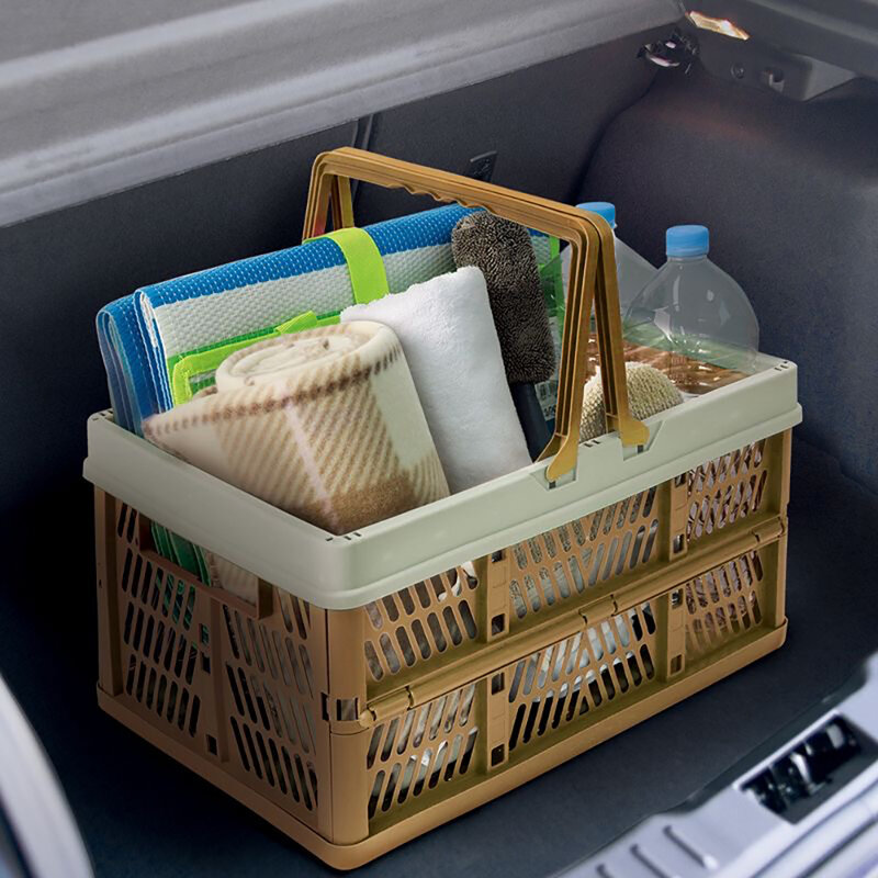Foldable Handling Folding Basket for Picnic Storage Shopping Outdoor Camping Essential Supplies Portable Supermarket Shopping