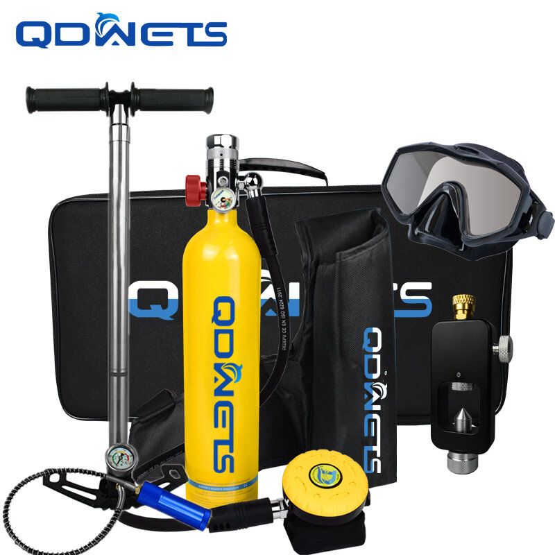 QDWETS1L mini tanque de oxígeno para buceo, dispositivo de respiración subacuática, adecuado para buceo y esnórquel