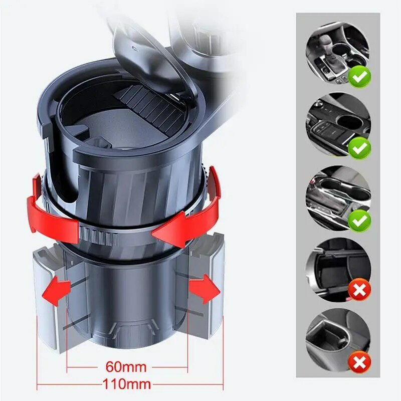 Car Cup Holder Expander Auto Cup Holder Expander Gear Transmission Design Vehicle Cup Holder Adjustable Base For Water Bottle