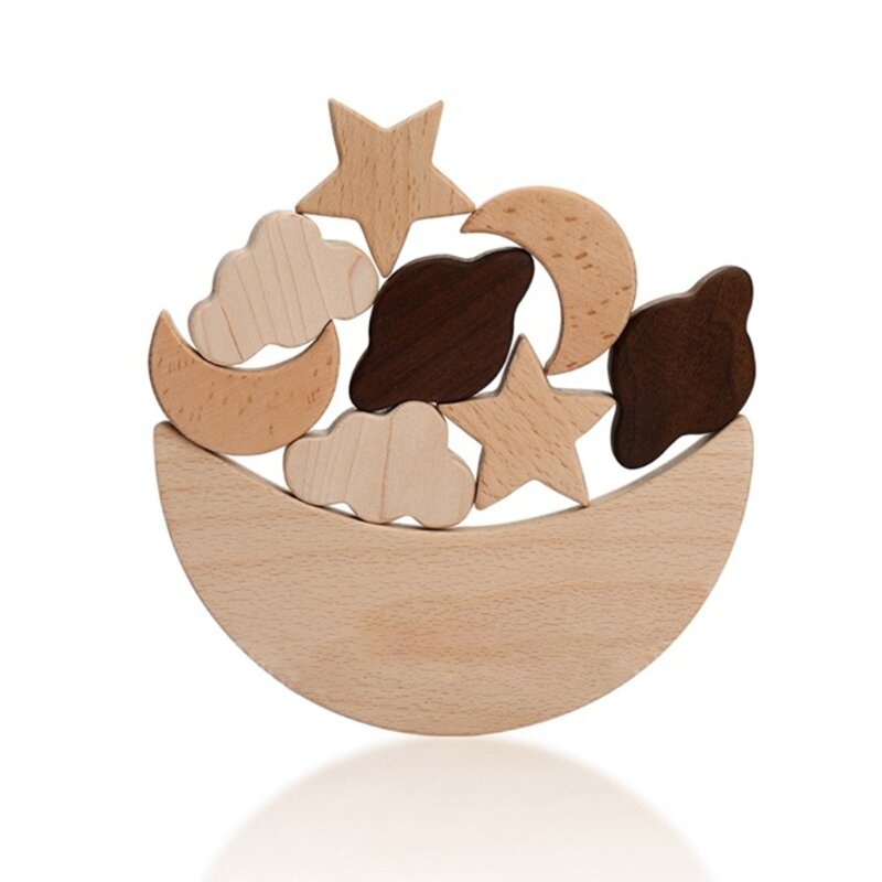 Houten balanceerspeelgoed Montessori stapelspeelgoed voor peuterbouwsteen 9-delige set Dropship