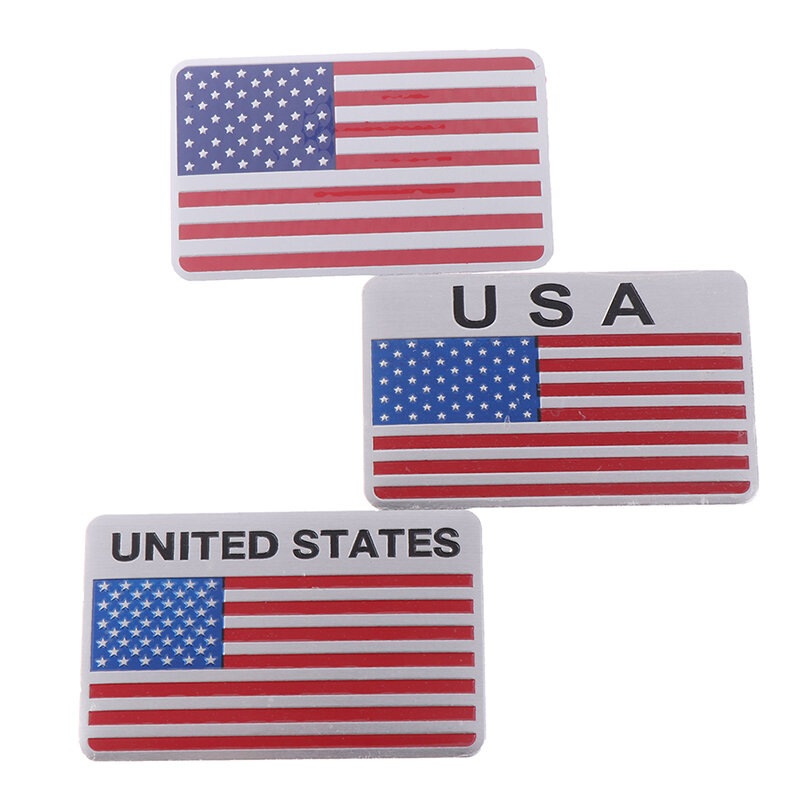 1PC  Badge Sticker Motorcycle Decal Car Styling 3D Aluminium Alloy American USA Map National Flag Emblem