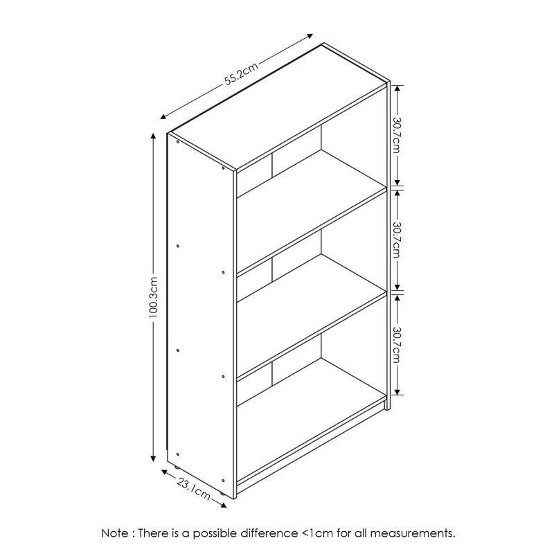 Furinno 3 Basic 3-Tier Bookcase Storage Shelves, Dark Walnut
