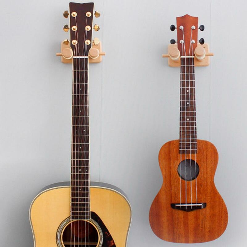 Rak Display gantungan gitar dinding kayu rak gantung mudah dipasang untuk gitar bas Ukulele biola Erhu aksesoris instrumen