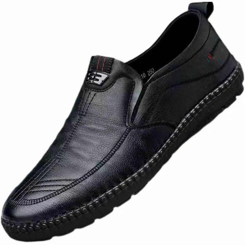 Мужские кожаные лоферы, Нескользящие прогулочные туфли на плоской подошве, дышащие уличные слипоны, повседневная обувь для мужчин, для работы, офиса, вождения Sneakers2