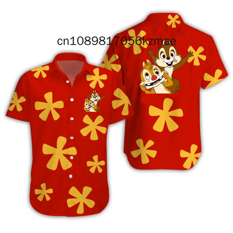Disney-Chemise hawaïenne à manches courtes et boutons, chemise de plage décontractée, mode, nouveau, 2024